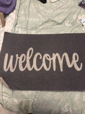 Welcome Doormat Rug - Gray "Welcome" Accent Mat